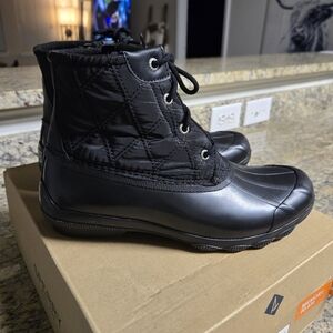 Sperry Black Lace-Up Duck Boots